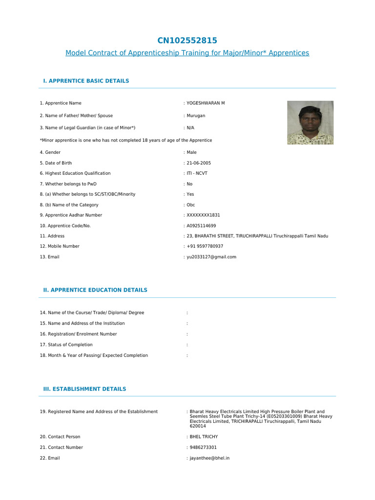 Apprenticeship Training Contract Template | PDF | Apprenticeship ...