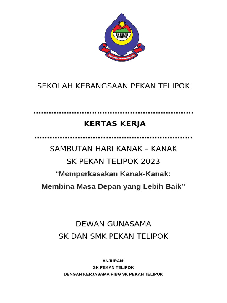 Sambutan Hari Kanak-Kanak 2023 SK Pekan Telipok | PDF