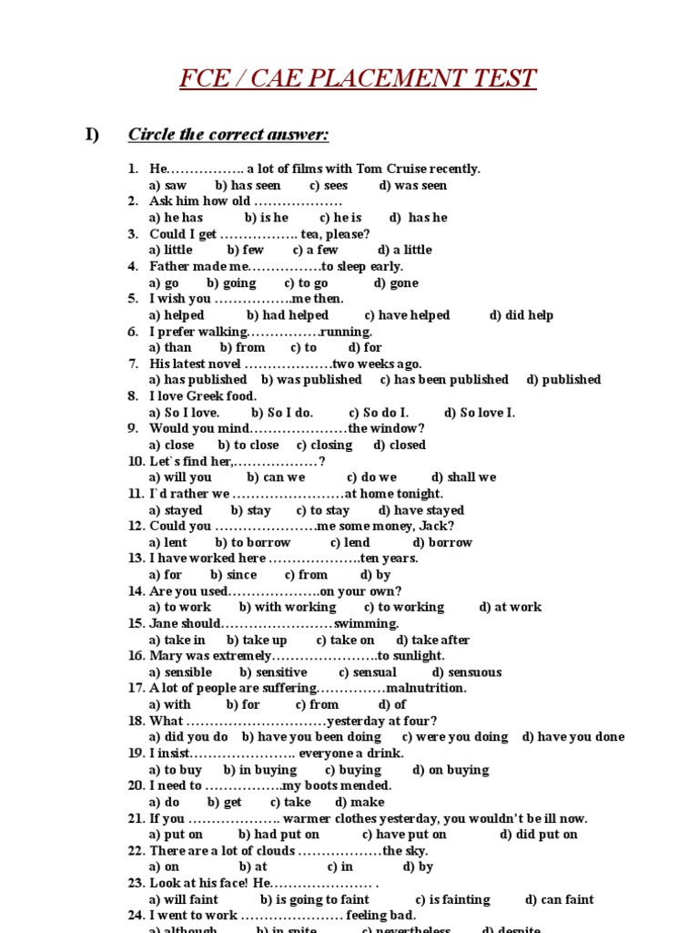Placement Test B2 Level ESL Worksheet By Penelope7, 47% OFF