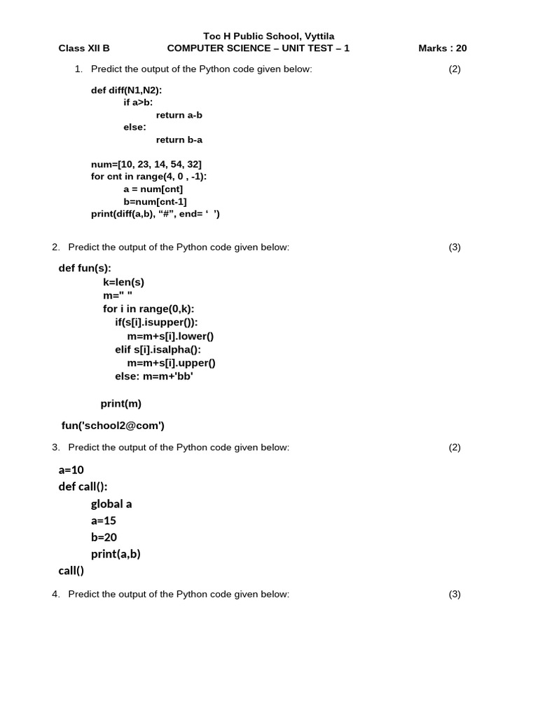 Unit Test 1 12 B | PDF
