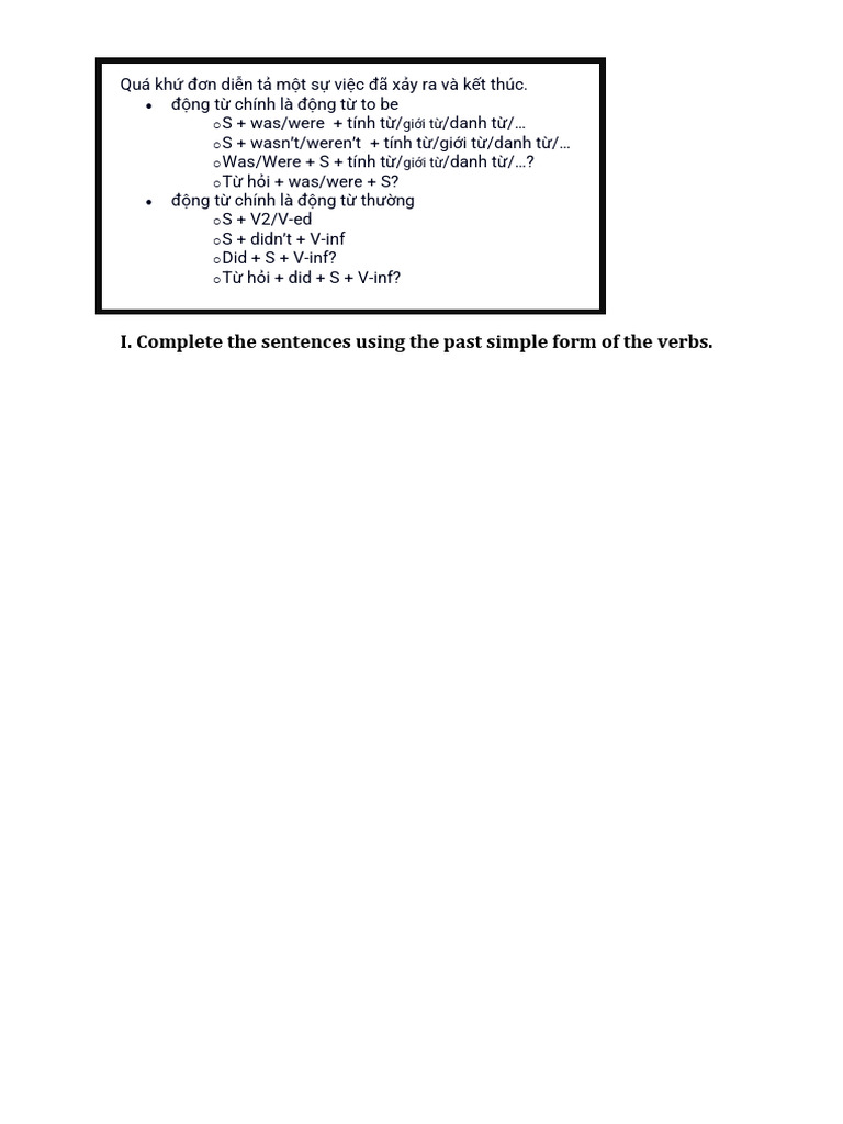 Past Simple Sentence Structures | PDF