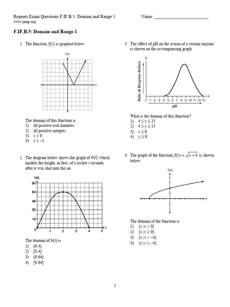 Domain and Range Exam Questions | PDF | Function (Mathematics) | Analysis