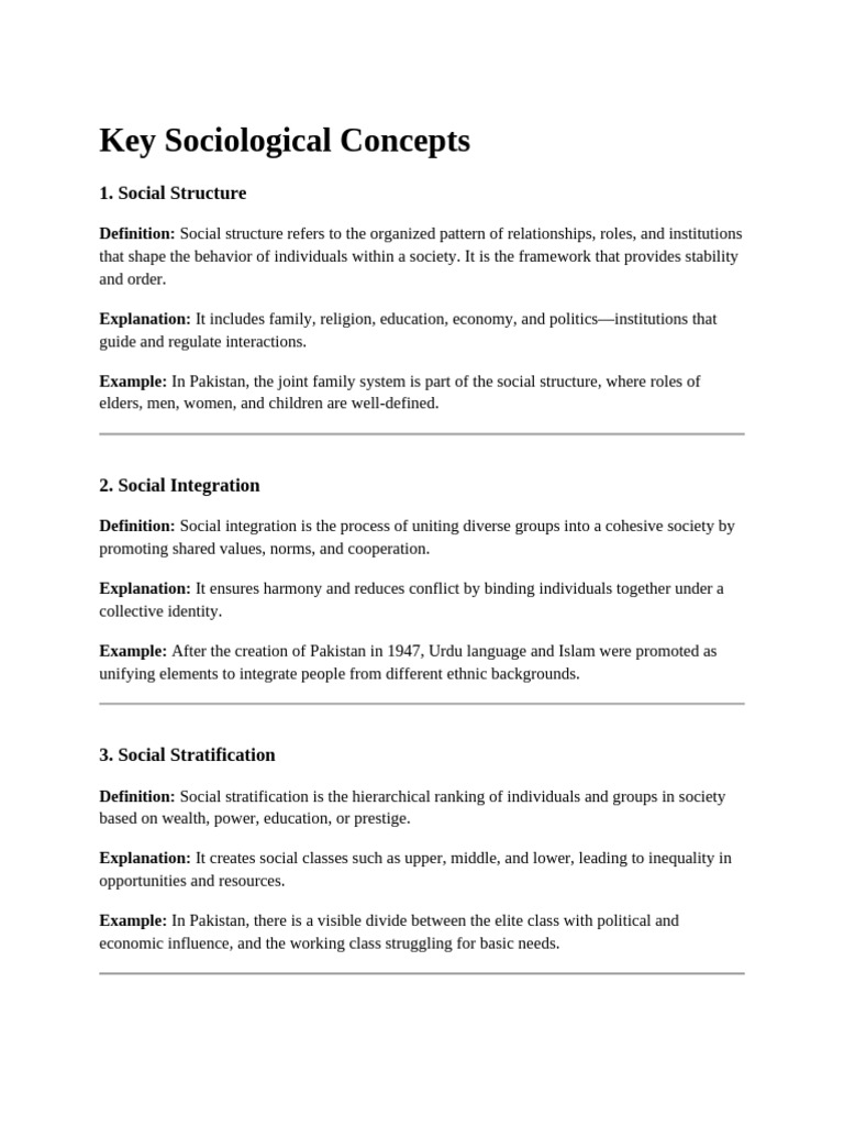 Key Sociological Concepts | PDF | Social Structure | Social Psychology