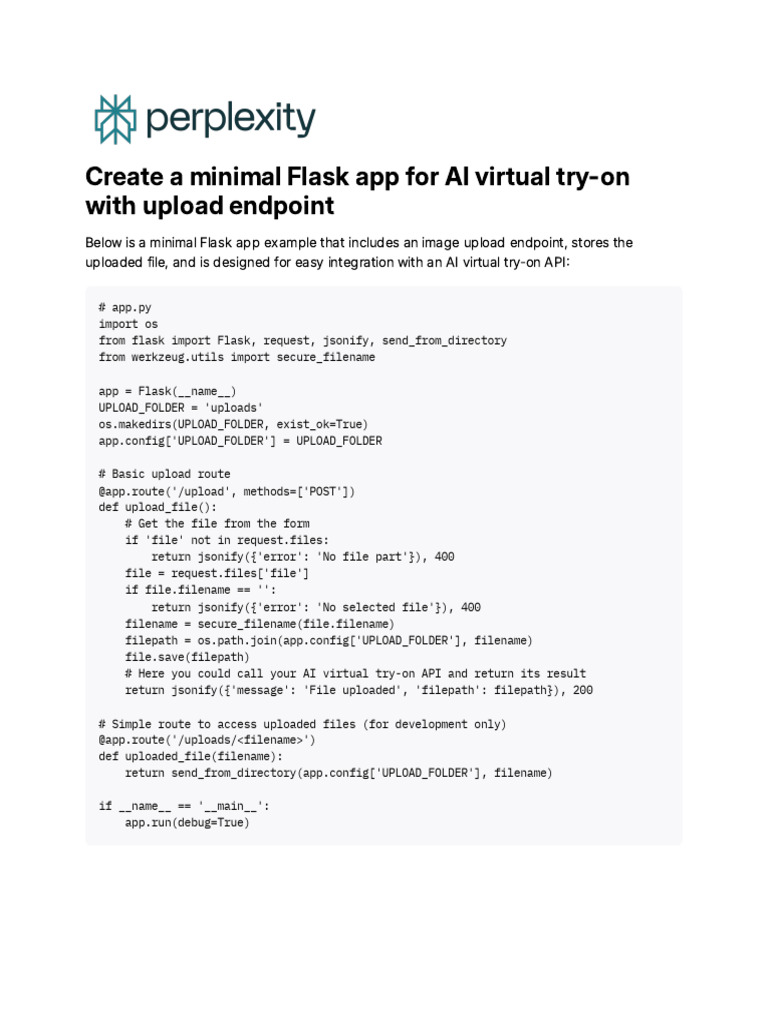 Create A Minimal Flask App For AI Virtual Try-On W | PDF | Computer ...