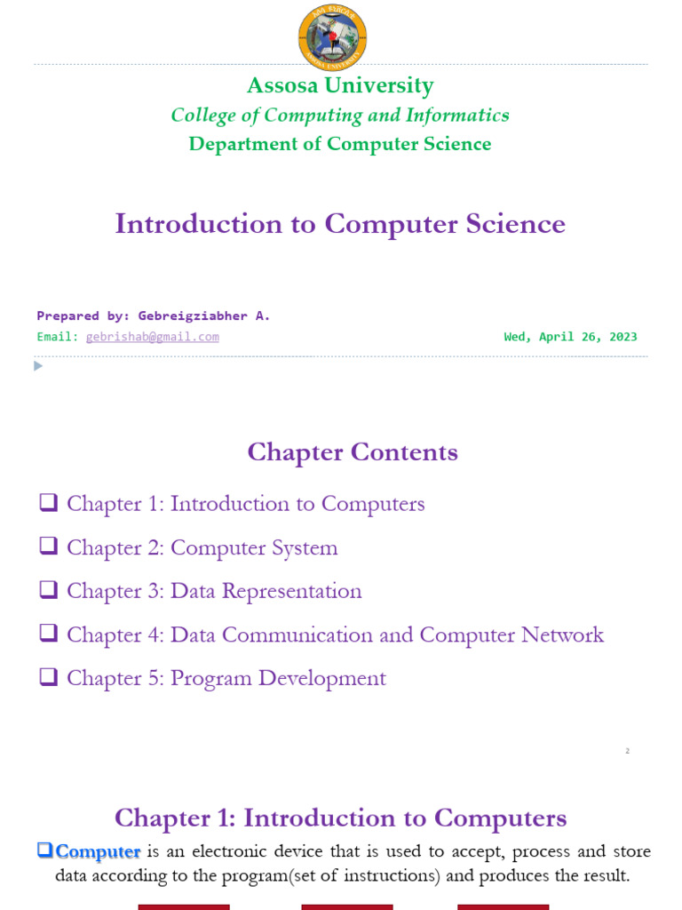 Introduction to Computer Science Overview | PDF | Computer Science ...