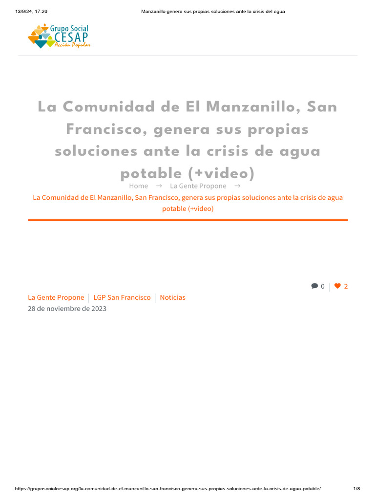 Manzanillo Genera Sus Propias Soluciones Ante La Crisis Del Agua | PDF