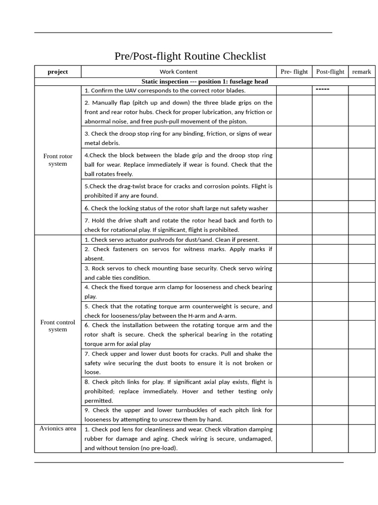 Pro:Post Flight Checklist | PDF | Helicopter Rotor | Electrical Connector