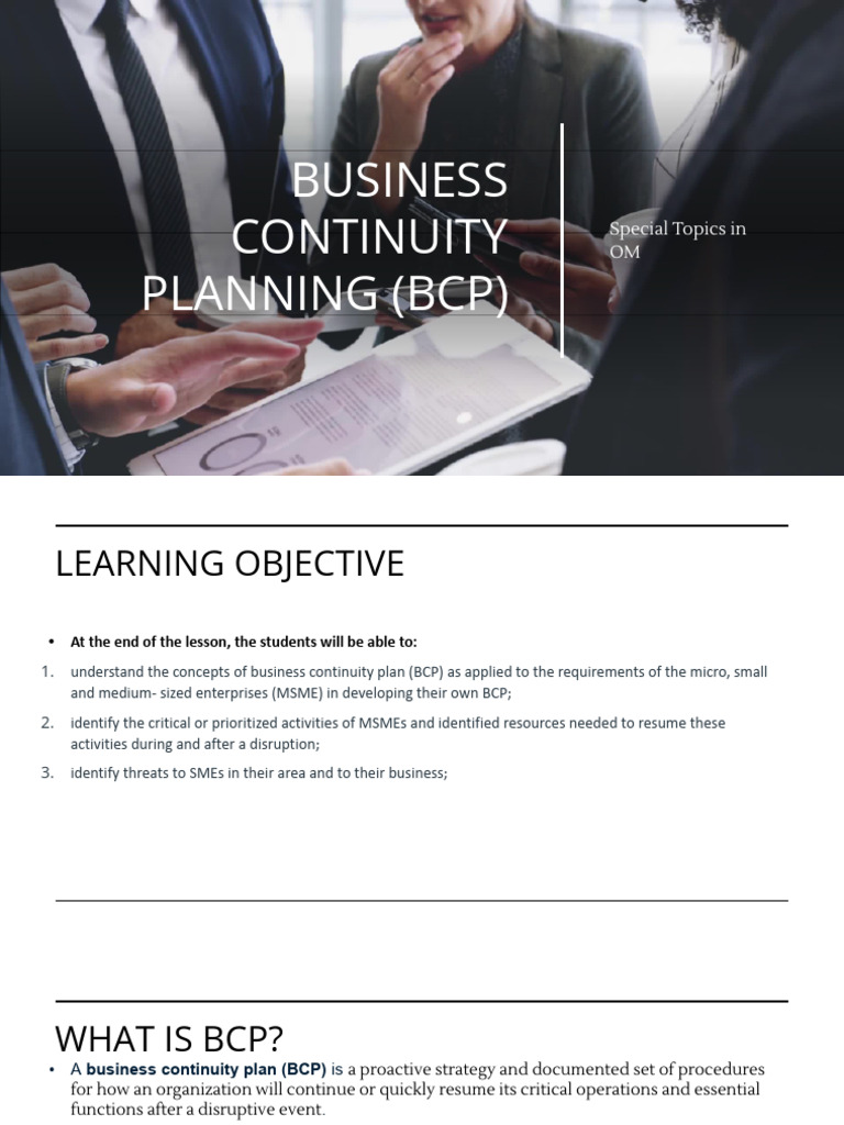Business Continuity Planning for MSMEs | PDF | Risk Management | Business