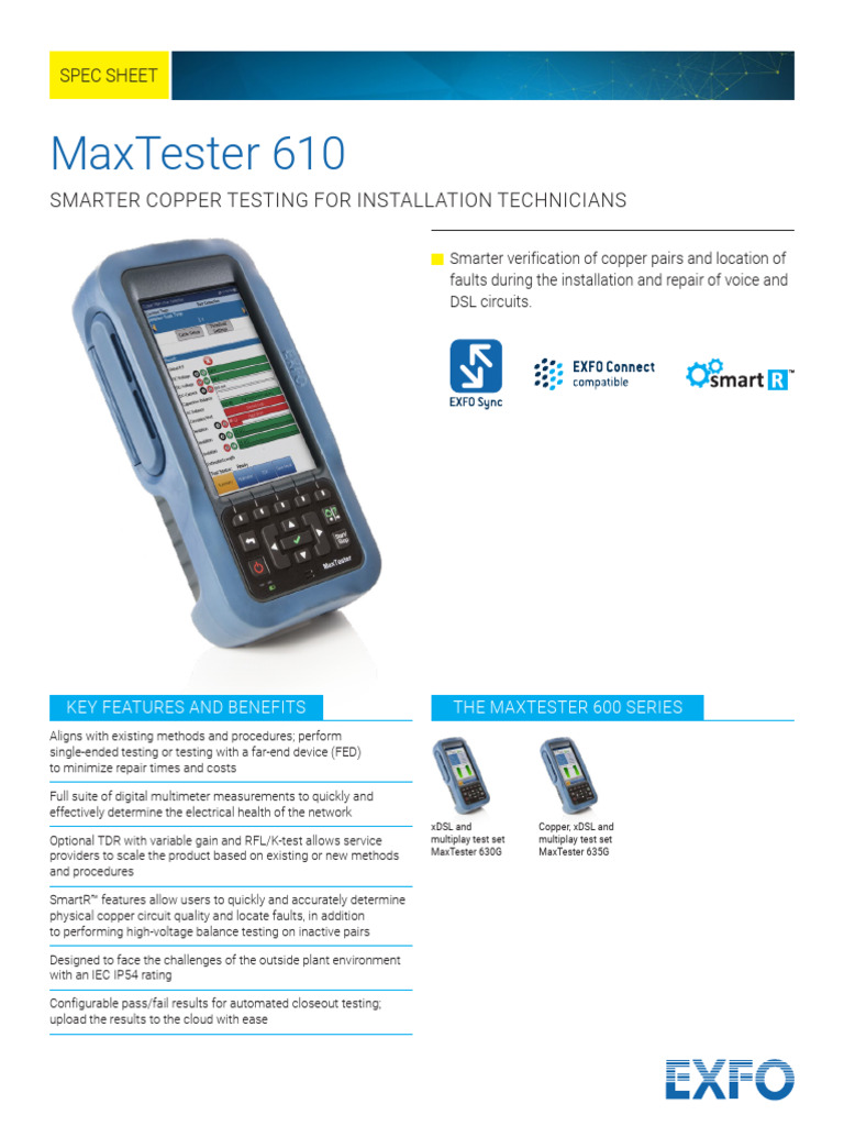 Exfo Spec-Sheet Maxtester-610 v17 en | PDF | Decibel | Hertz