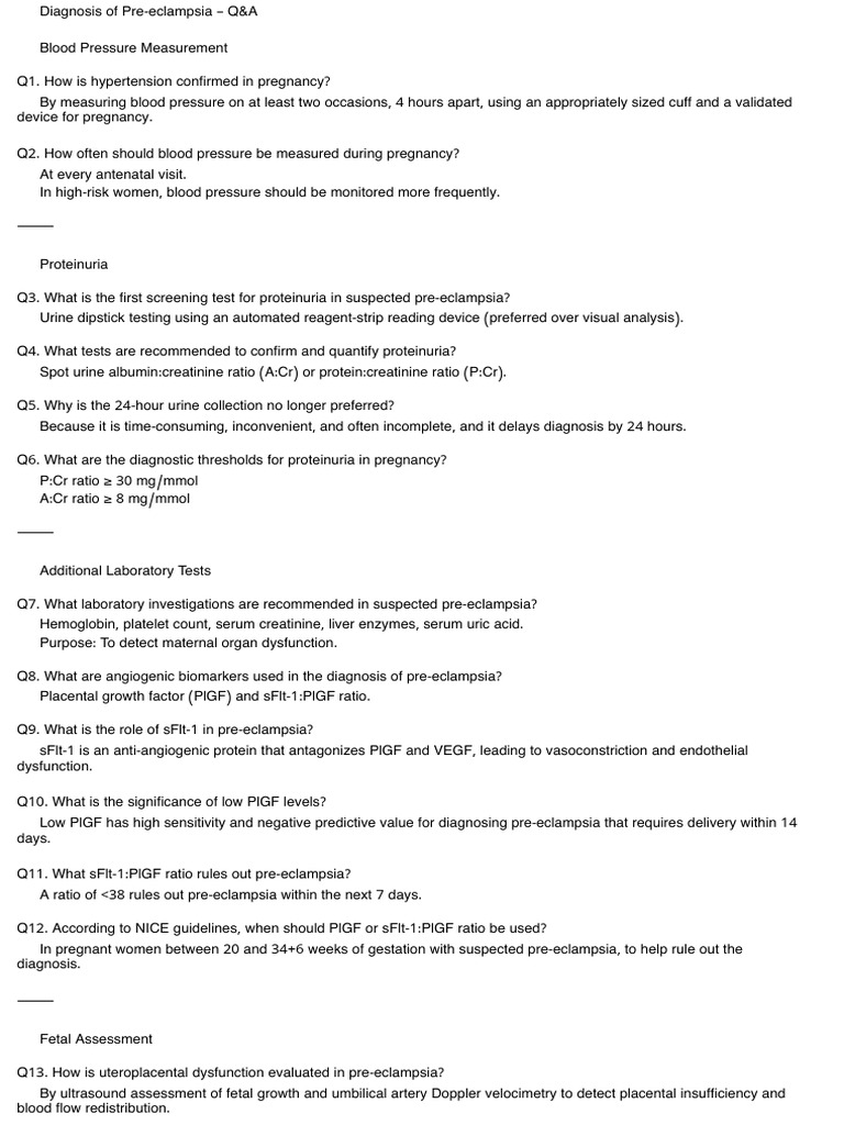 Pre-eclampsia Diagnosis and Management Guide | PDF | Hypertension ...