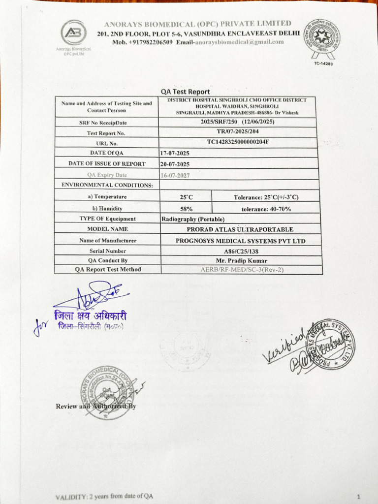 Anorays Biomedical QA Test Report | PDF | Applied And Interdisciplinary ...