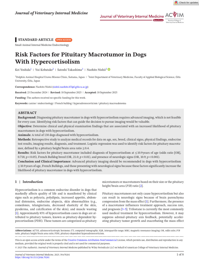 Risk Factors for Canine Pituitary Macrotumors | PDF | Medicine ...