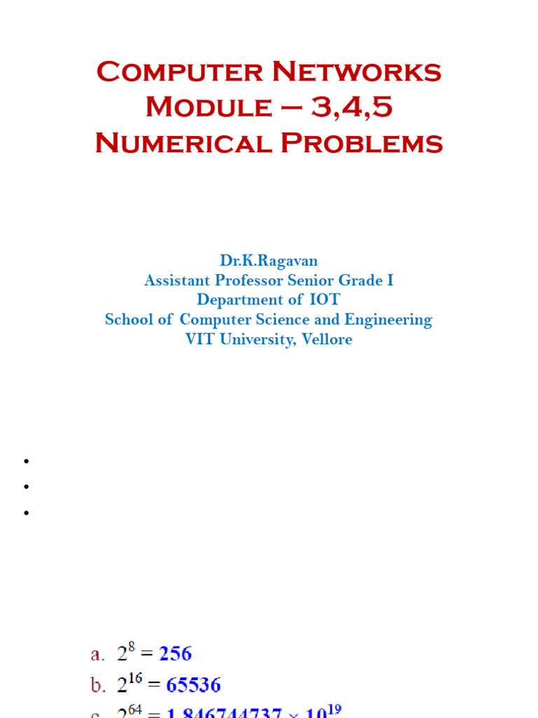 Computer Networks Numerical Problems Guide | PDF | I Pv6 | Network Packet