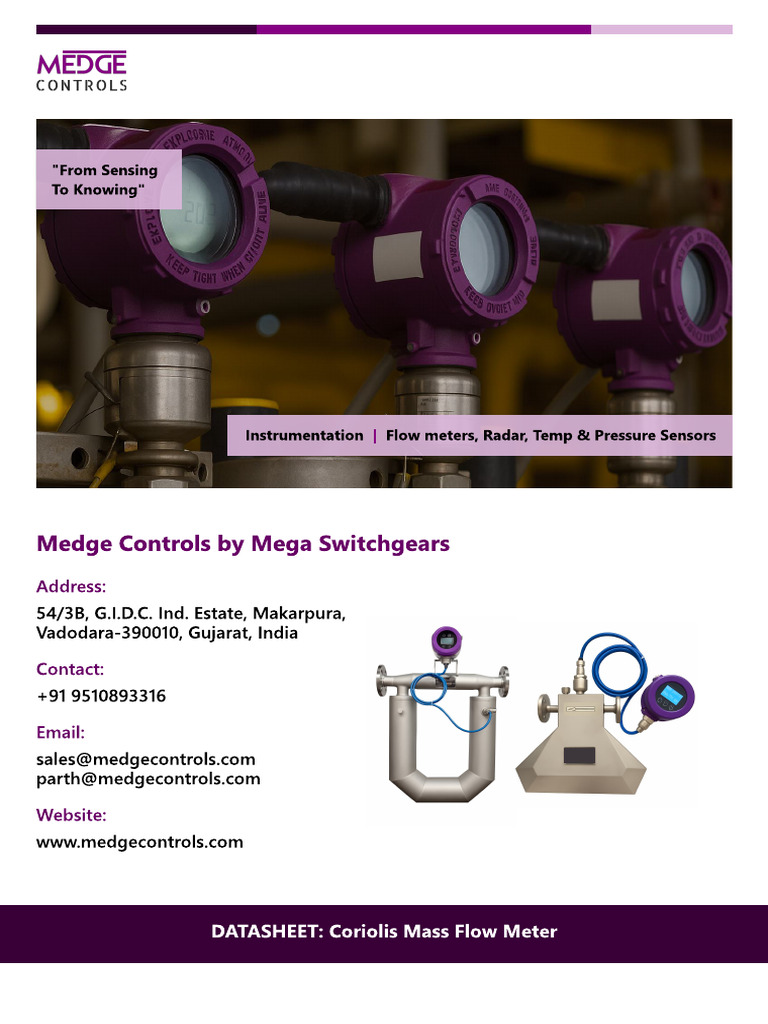 Coriolis Mass Flow Meter Datasheet | PDF | Flow Measurement | Oil