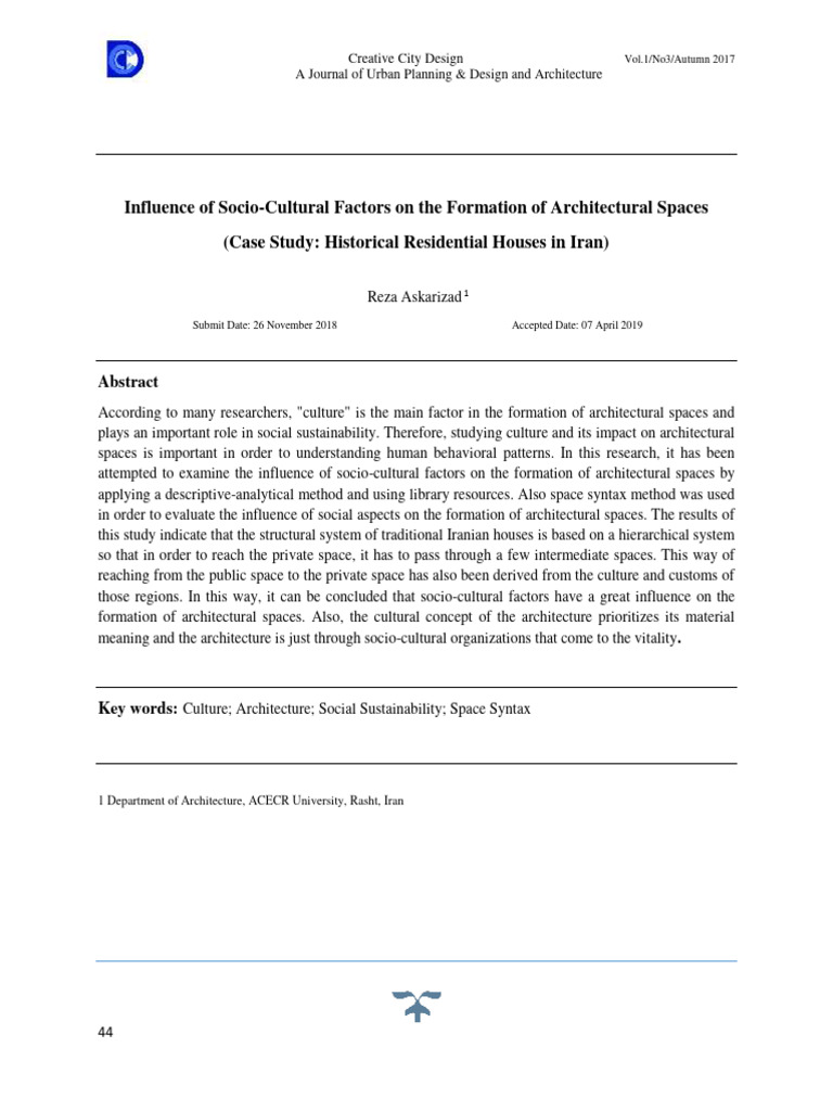 Influence of Socio Cultural Factors On T | PDF | Space | Society