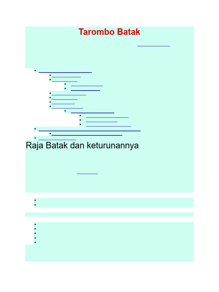 Silsilah Raja Isumbaon dalam Tarombo Batak | PDF