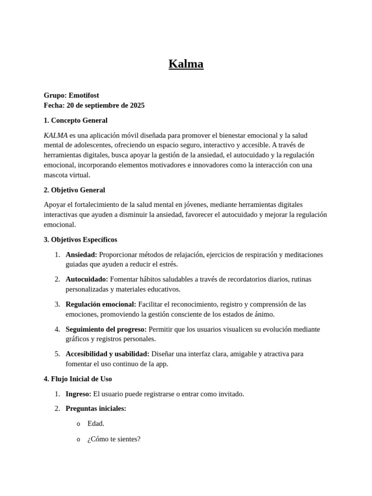 Kalma: App para Salud Mental Adolescente | PDF | Aplicación movil | Las ...