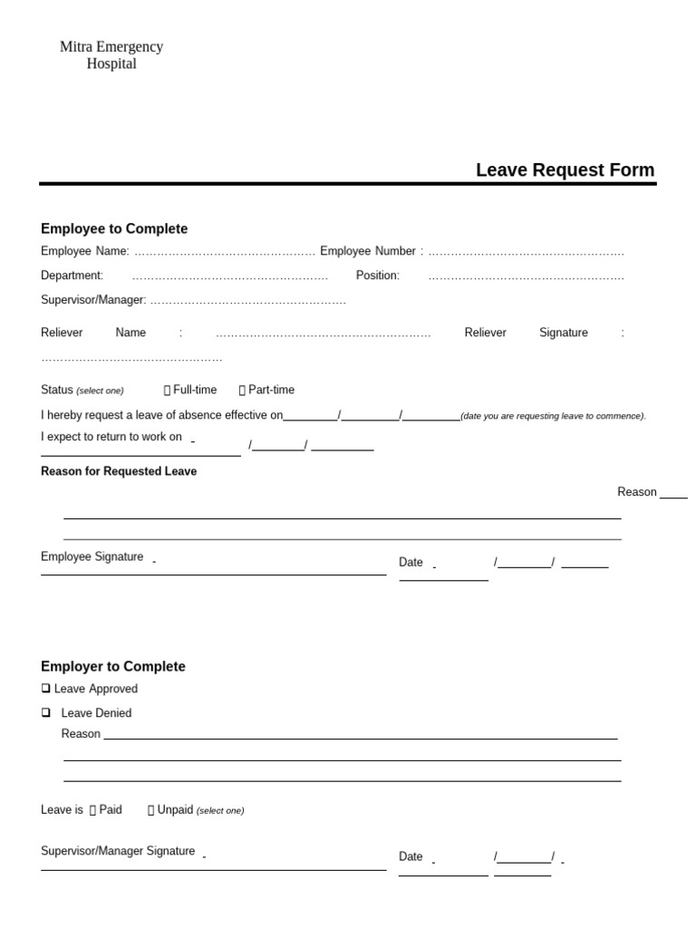 Leave Request Form | PDF