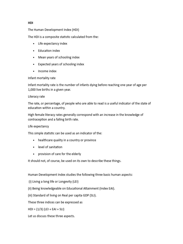 Understanding Human Development Index (HDI) | PDF | Human Development ...