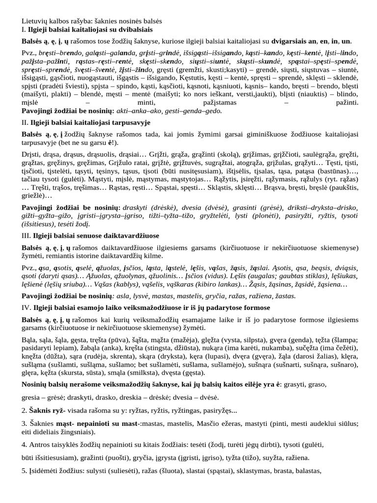 Lietuviu Kalbos Rasyba - Docx Nosines | PDF