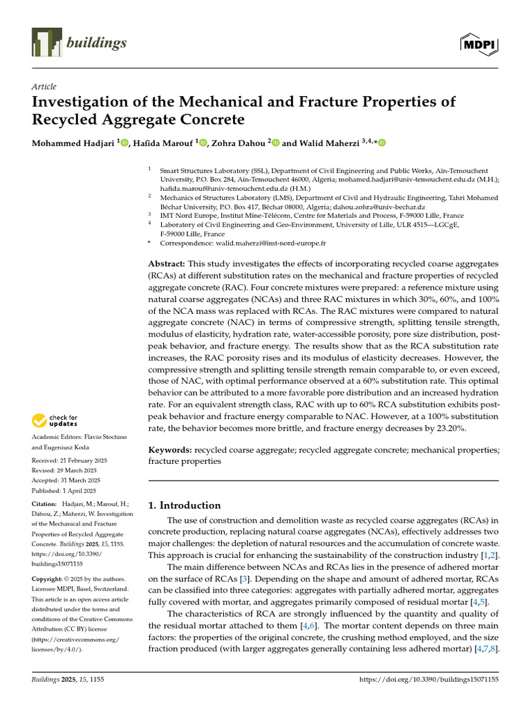 Mechanical Properties of Recycled Concrete | PDF | Concrete | Cement