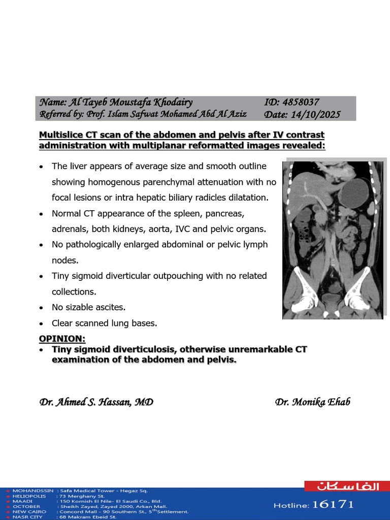 Abdomen and Pelvis CT Report Summary | PDF