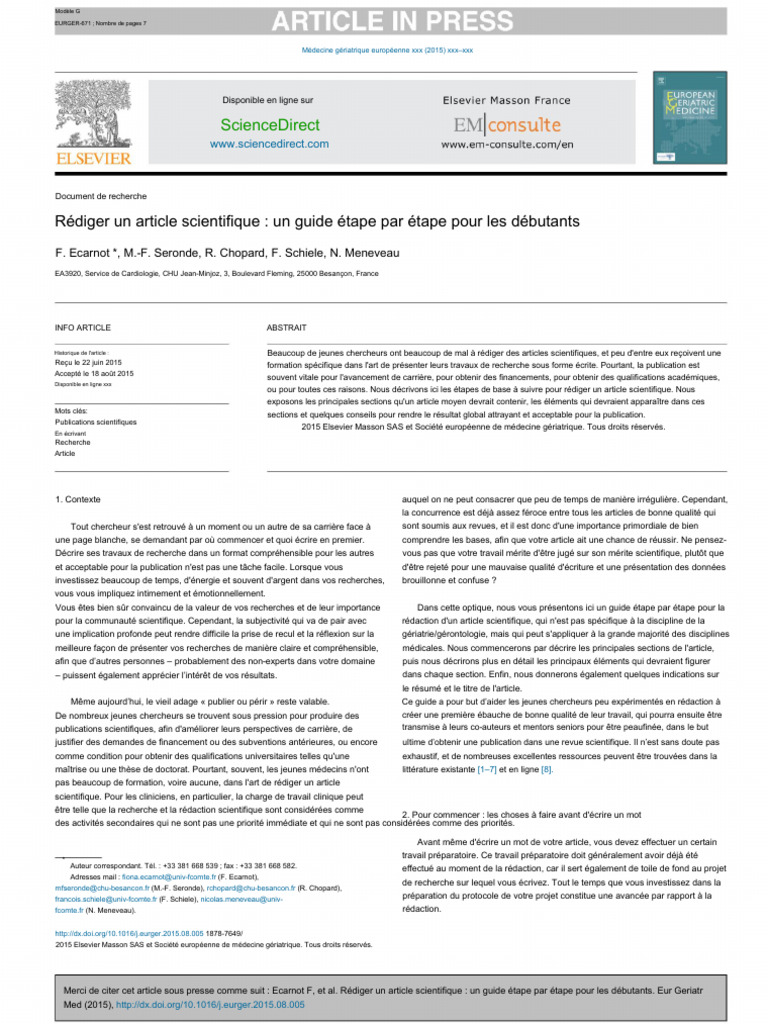Writing A Scientific Article A Step-By-step Guide For Beginners | PDF ...