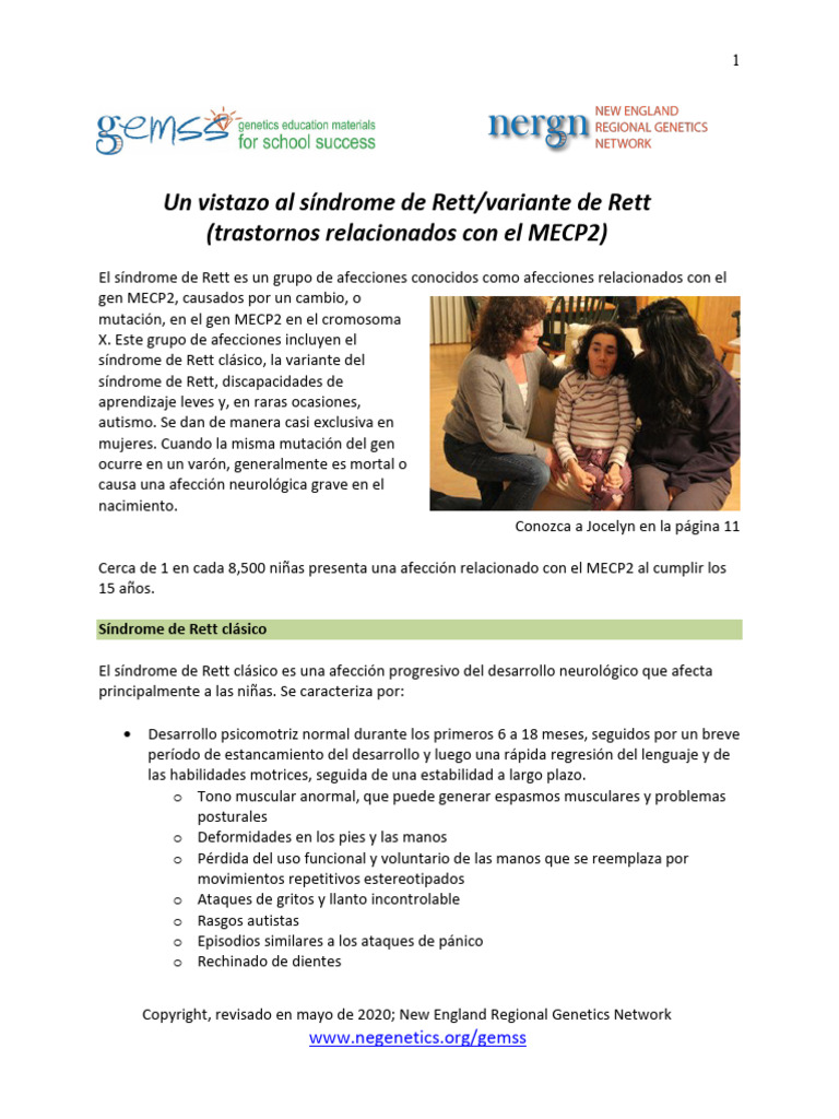 Síndrome de Rett: síntomas y cuidados | PDF | Comunicación | Las emociones