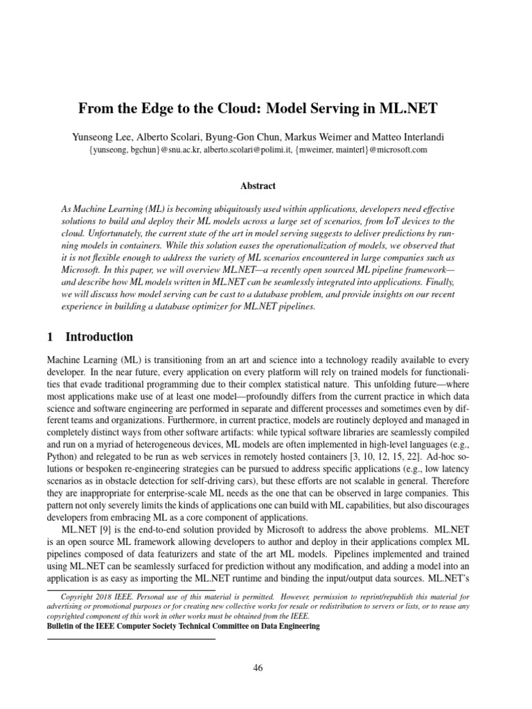 Om The Edge To The Cloud - Model Serving in | PDF | Program ...