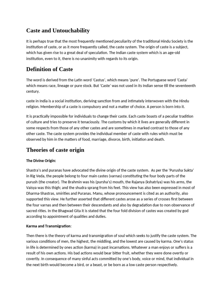 Caste and Untouchability | PDF | Caste | Cultural Heritage