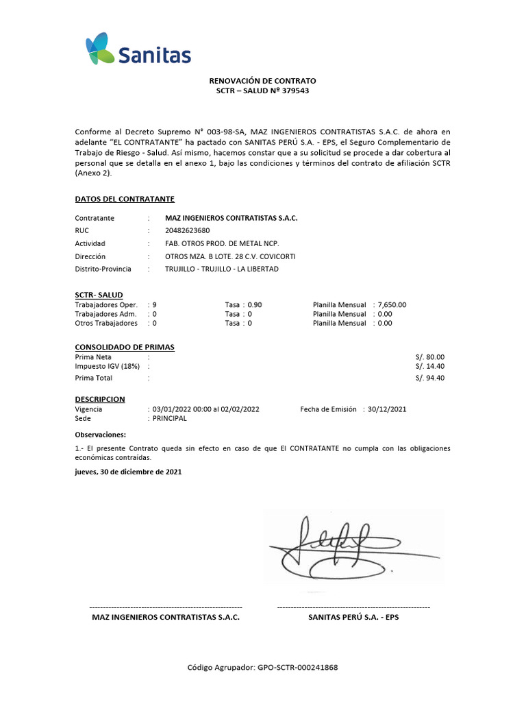 Maz Ingenieros Contratistas S.A.C | PDF