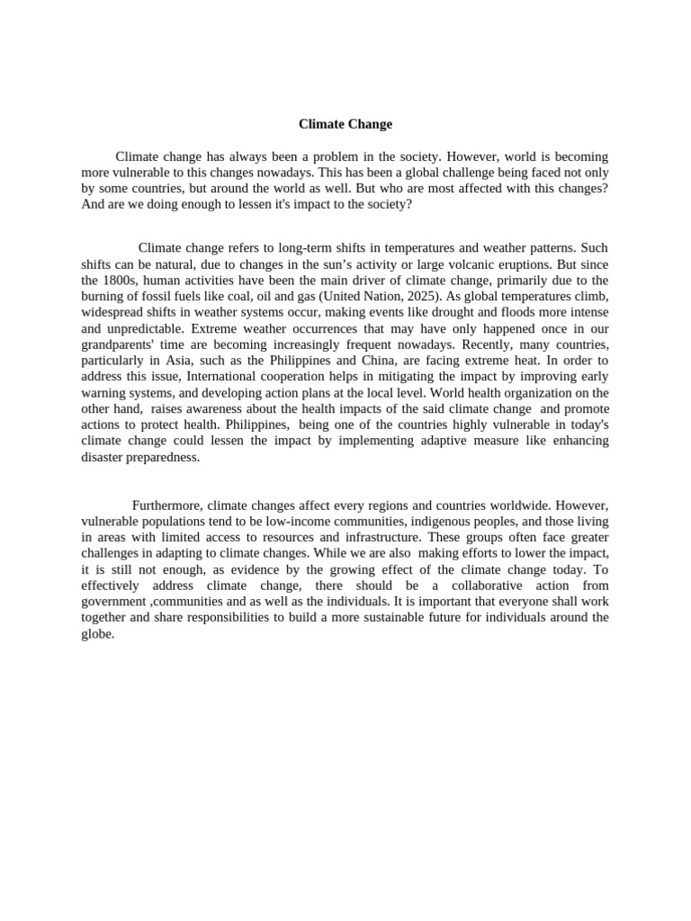 Addressing Global Climate Change Challenges | PDF