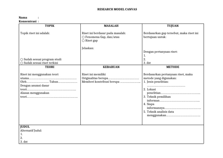 Template Model Riset Canvas | PDF