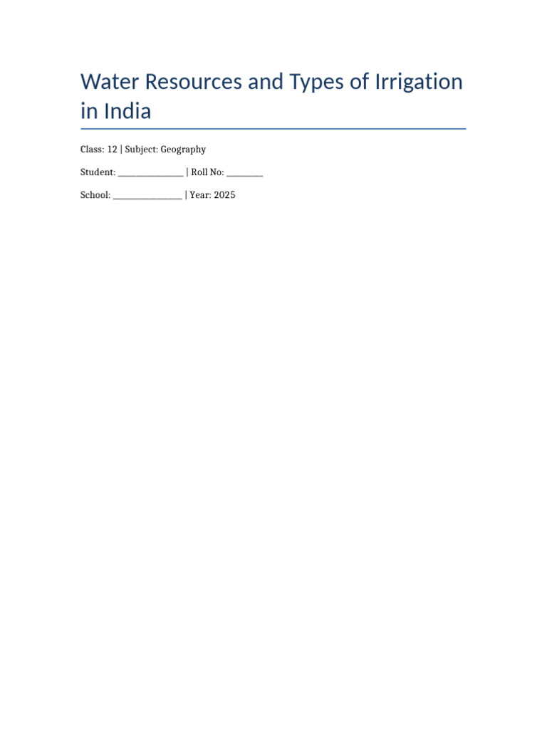 Water Resources & Irrigation in India | PDF | Irrigation | Water Resources