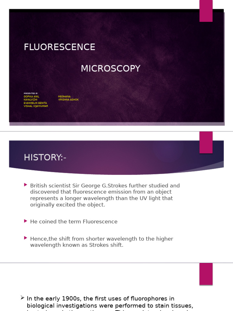 Fluorescence Microscopy Overview | PDF | Fluorescence | Fluorophore