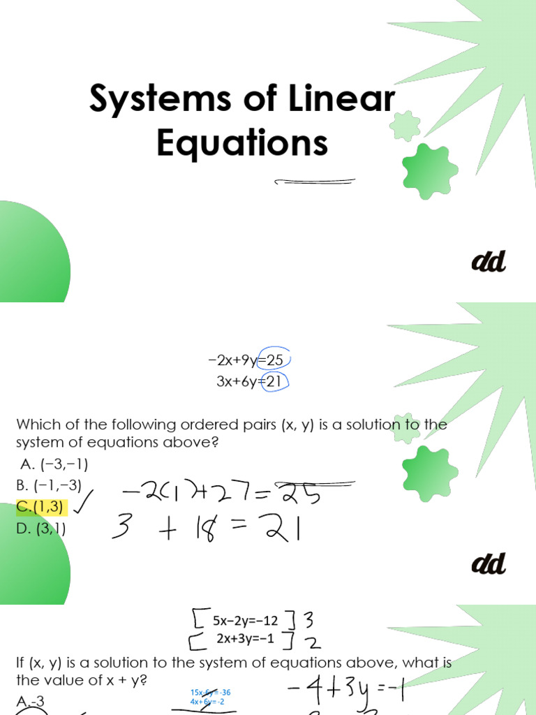 System of Linear Equations | PDF | Mathematical Objects | Combinatorics