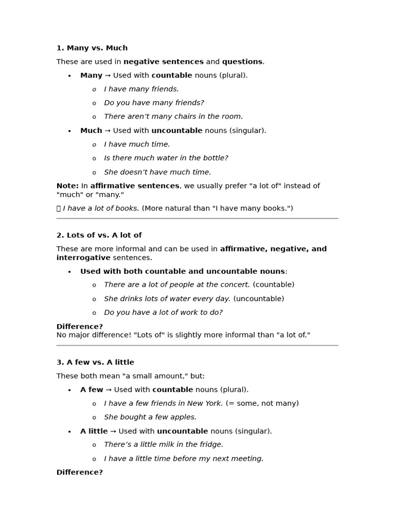 Many Much PDF Adjective Adverb