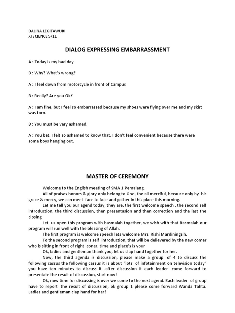 Dialog Expressing Embarrassment