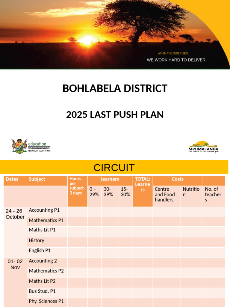 Bohlabela District 2025 Last Push Plan | PDF | Science
