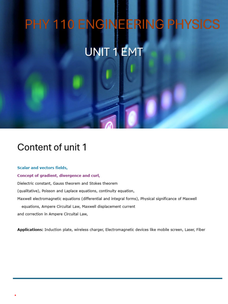 EMT Unit 1: Fields and Equations | PDF | Dielectric | Capacitor