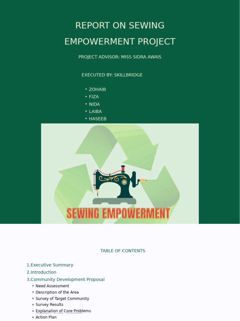 Sewing Empowerment Project Report | PDF | Sewing | Empowerment