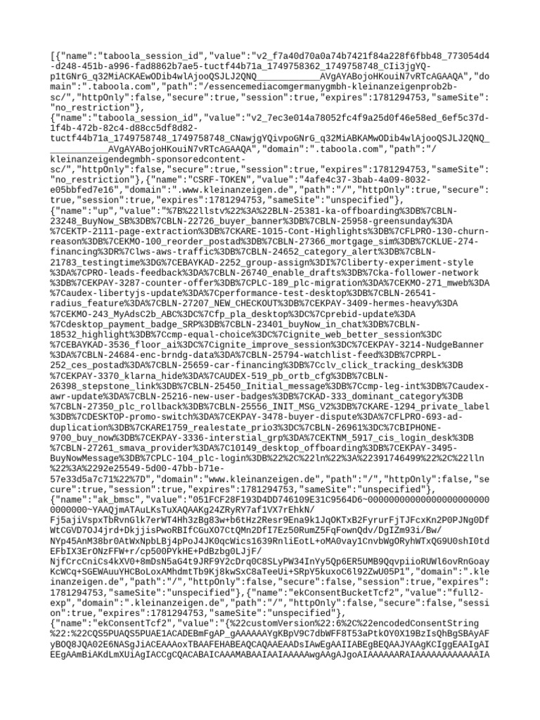 Kleinanzeigen Session Cookies Overview | PDF | Http Cookie