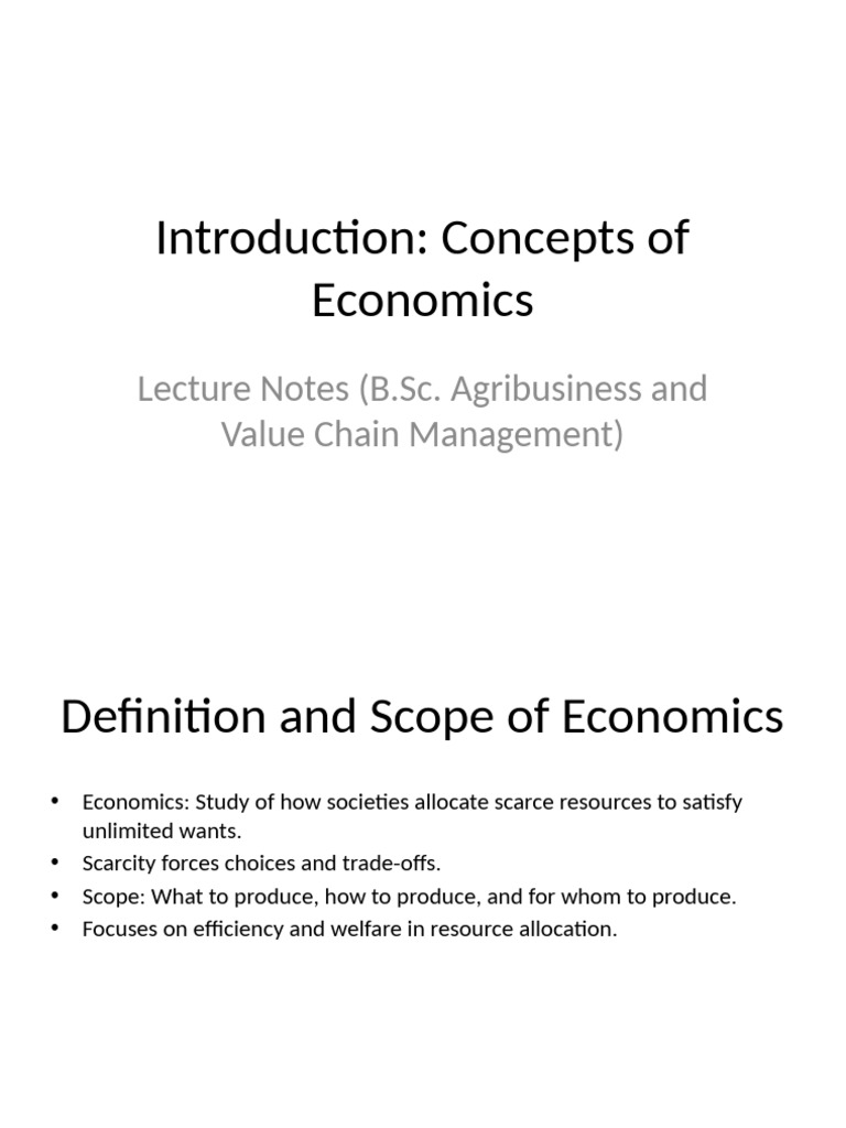 Economics Concepts for Agribusiness | PDF