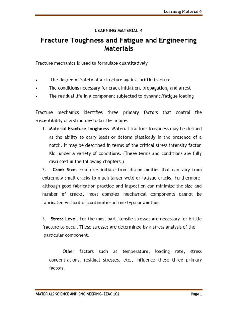 Fracture Toughness and Fatigue Testing | PDF | Fracture | Fatigue ...