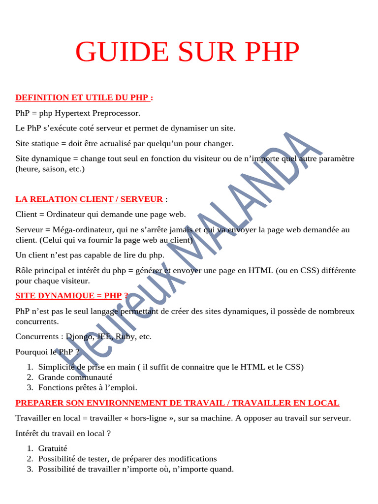 Guide Sur PHP | PDF | Cookie (informatique) | PHP