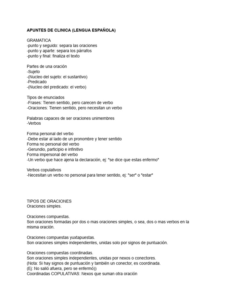 Gramática y Tipos de Oraciones en Español | PDF