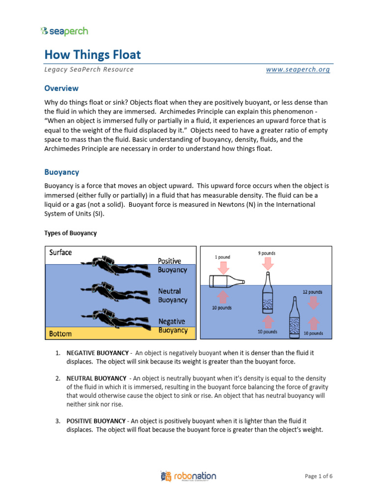 Understanding Buoyancy and Floating | PDF | Buoyancy | Density