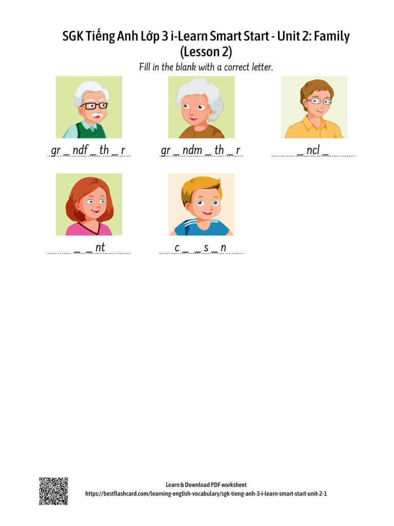 Family Vocabulary for Grade 3 English | PDF