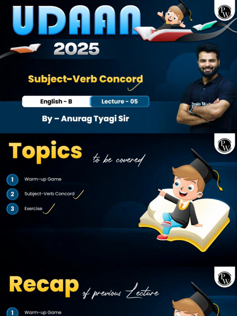Grammar 05 Subject Verb Concord Class Notes Udaan 2025 | PDF
