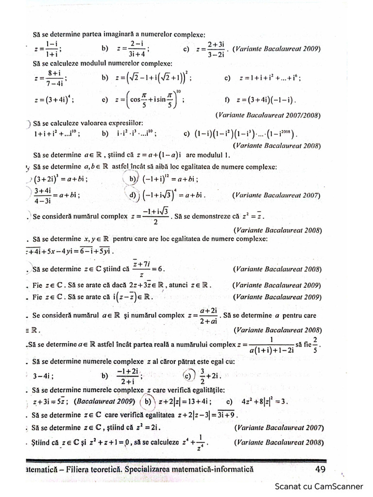 Fisa Numere Complexe | PDF